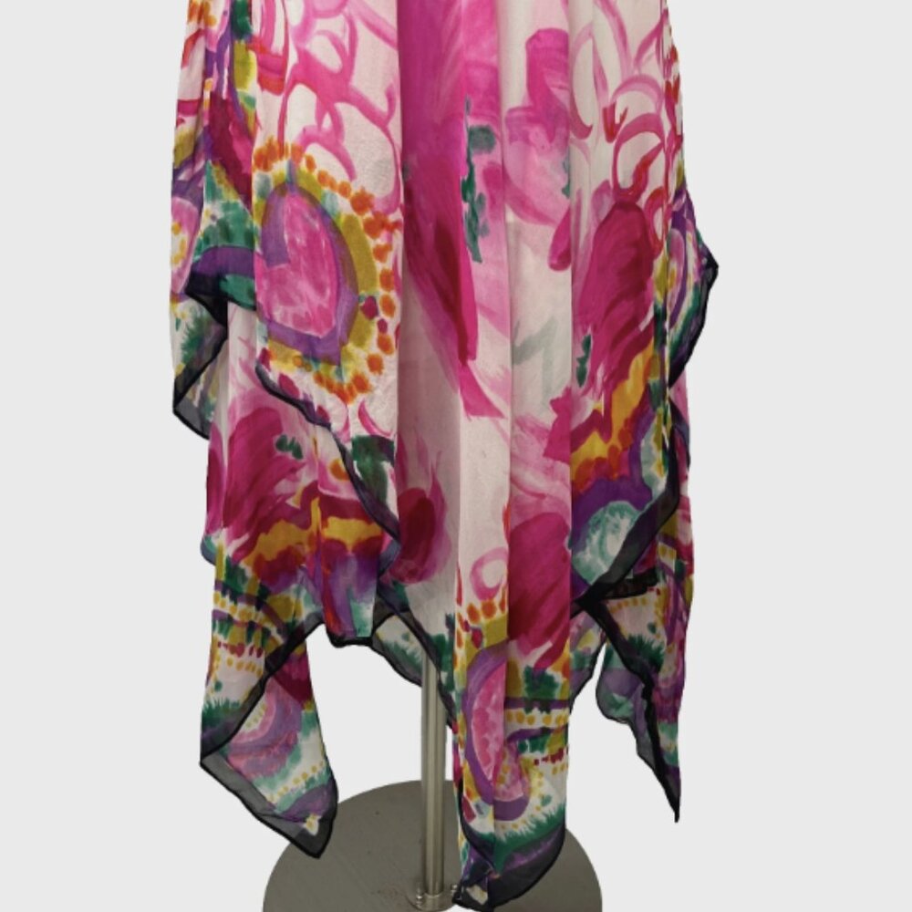 Suzi Chin Colorful Fairycore Dress Whimsical Asymmetrical 100% Silk Y2K - Picture 3 of 14